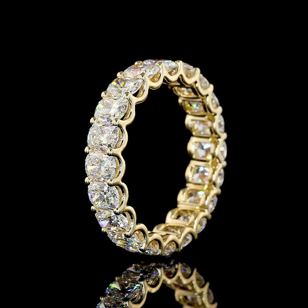 14K Yellow Gold Eternity Band with U-Prong Set Cushion Brilliant Cut Lab Diamonds - 3.92 Carats Total Diamond Weight - Covaloro Fine Jewelry - Image 4