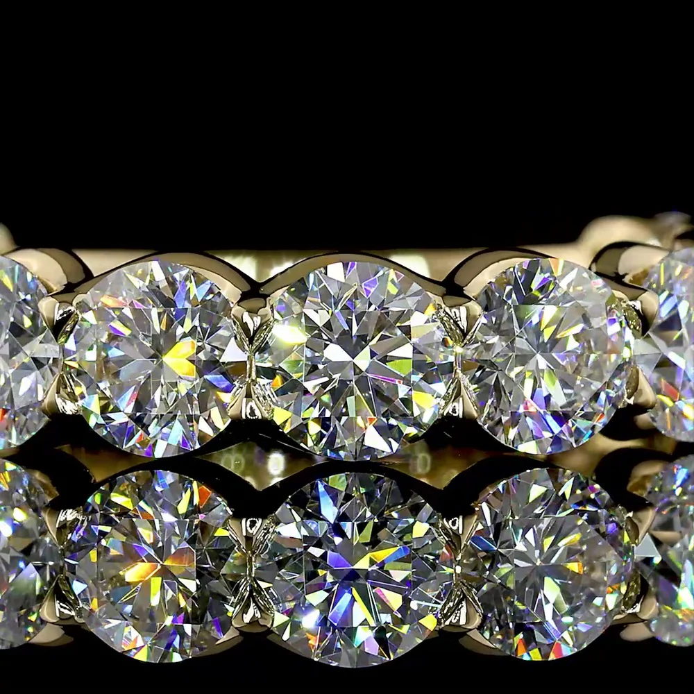 14K Yellow Gold Eternity Band with U-Prong Set Round Brilliant Cut Lab Diamonds - 3.29 Carat Total Weight - Covaloro Fine Jewelry - Image 2