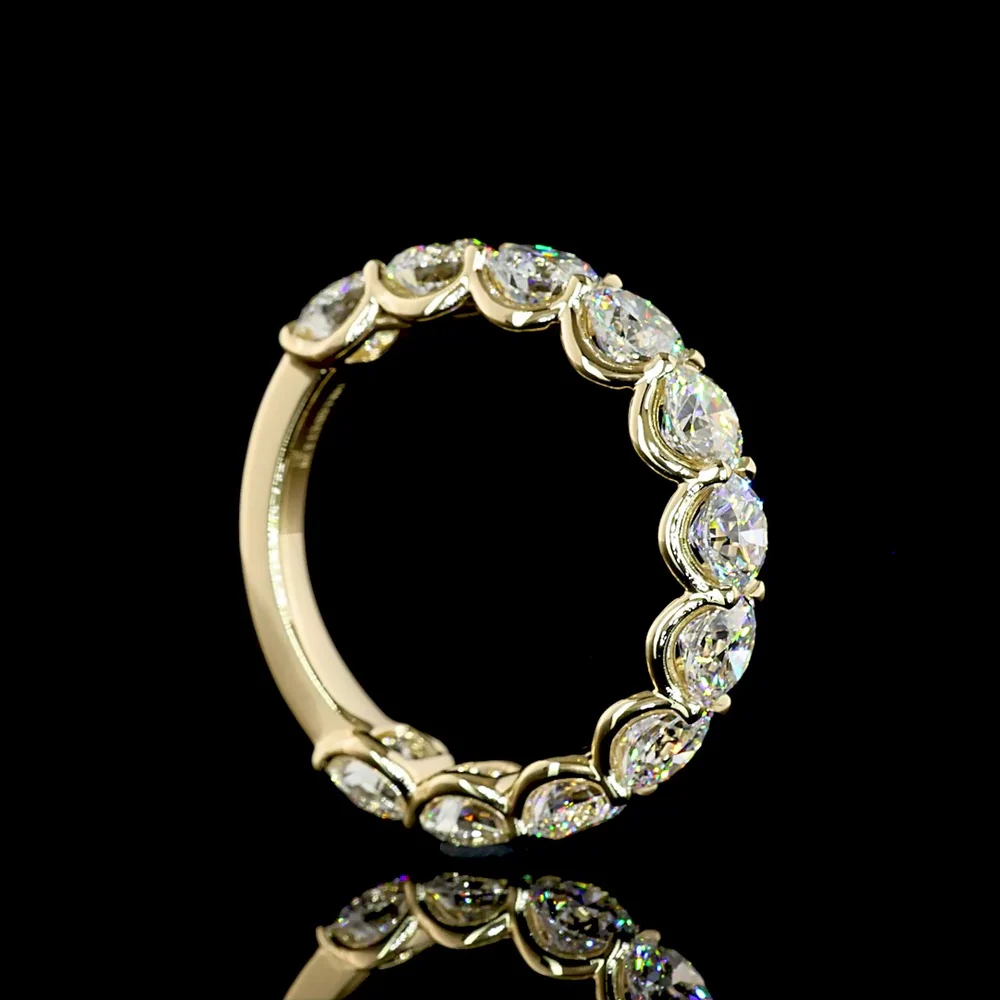 14K Yellow Gold Eternity Band with U-Prong Set Round Brilliant Cut Lab Diamonds - 3.29 Carat Total Weight - Covaloro Fine Jewelry - Image 3