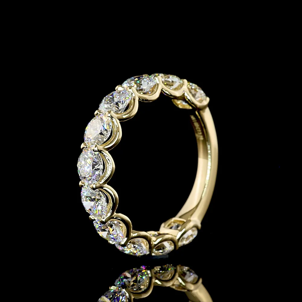 14K Yellow Gold Eternity Band with U-Prong Set Round Brilliant Cut Lab Diamonds - 3.29 Carat Total Weight - Covaloro Fine Jewelry - Image 4