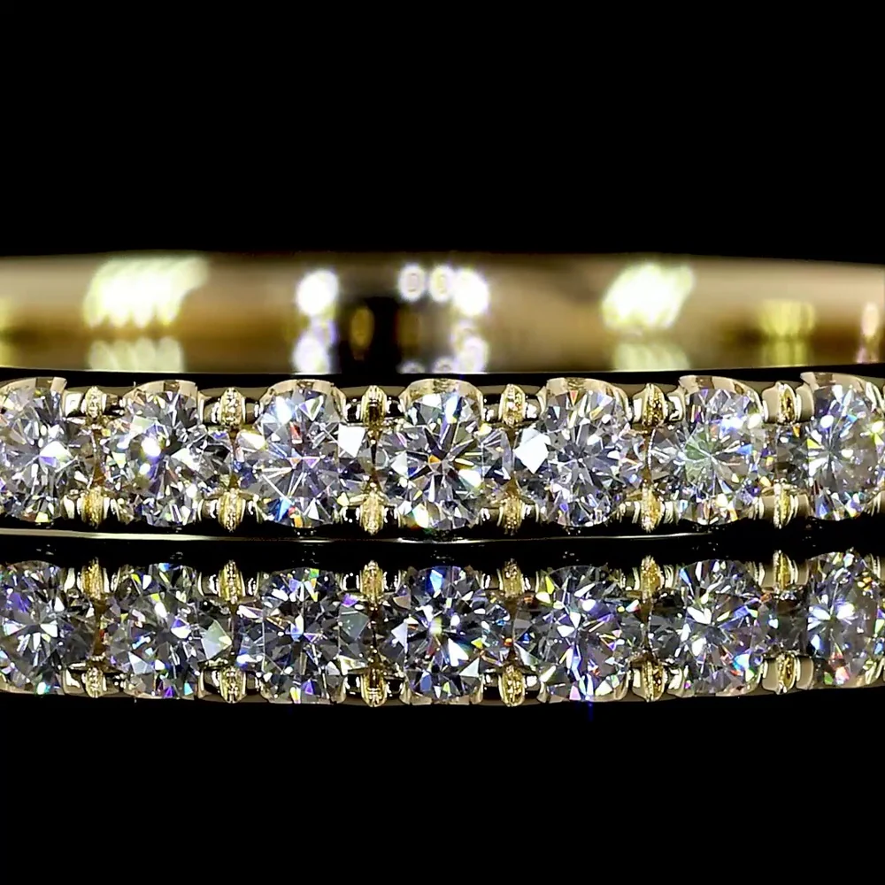 14K Yellow Gold Eternity Ring with 0.73 Carat Pave Set Round Lab Diamonds - 41 Stones E-F VS Quality - Covaloro Fine Jewelry - Image 2