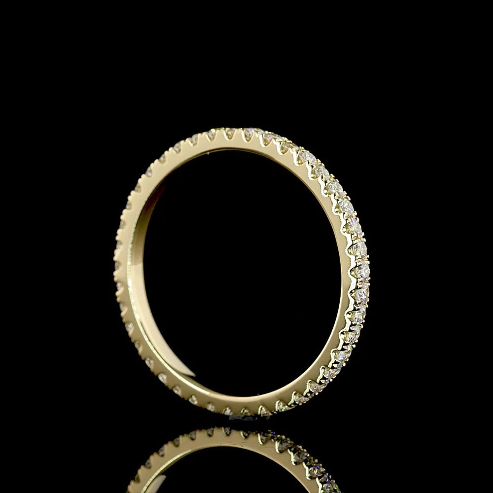 14K Yellow Gold Eternity Ring with 0.73 Carat Pave Set Round Lab Diamonds - 41 Stones E-F VS Quality - Covaloro Fine Jewelry - Image 3