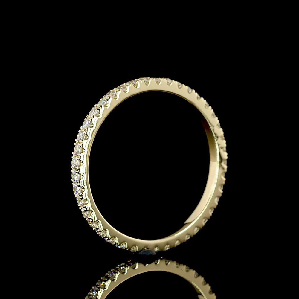 14K Yellow Gold Eternity Ring with 0.73 Carat Pave Set Round Lab Diamonds - 41 Stones E-F VS Quality - Covaloro Fine Jewelry - Image 4