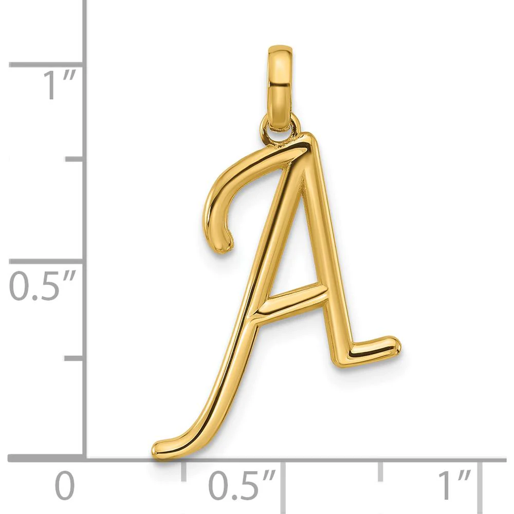 14K Yellow Gold Fancy Letter A Pendant - Polished Finish by Oro Pregiato - Image 4