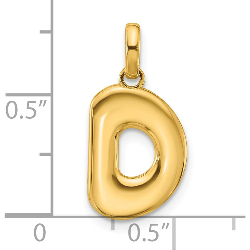 14K Yellow Gold Fancy Letter D Pendant - Polished Modern Design by Oro Pregiato - Image 4