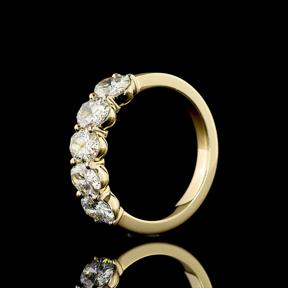 14K Yellow Gold Five-Stone East-West Eternity Band with Oval Cut Lab Diamonds - 2.07 Carat Total Weight - Covaloro Fine Jewelry - Image 4