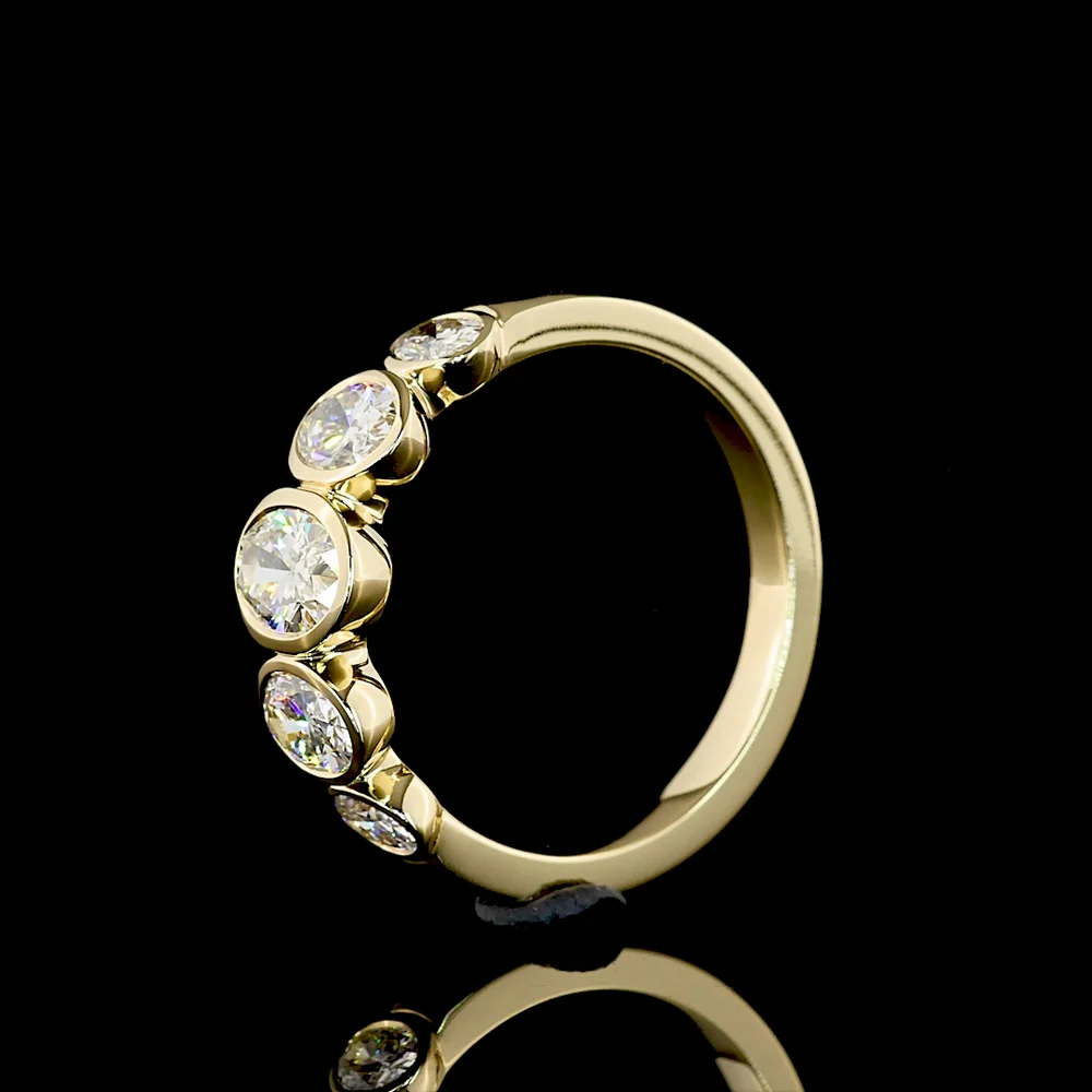 14K Yellow Gold Five Stone Eternity Band with North-South Bezel Set Oval Lab Diamonds - 1.49 Carat Total Weight - Covaloro Fine Jewelry - Image 4