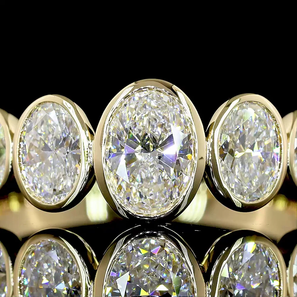 14K Yellow Gold Five-Stone Eternity Band with North-South Bezel Set Oval Lab Grown Diamonds - 1.37 Carats Total Diamond Weight - Covaloro Fine Jewelry - Image 2