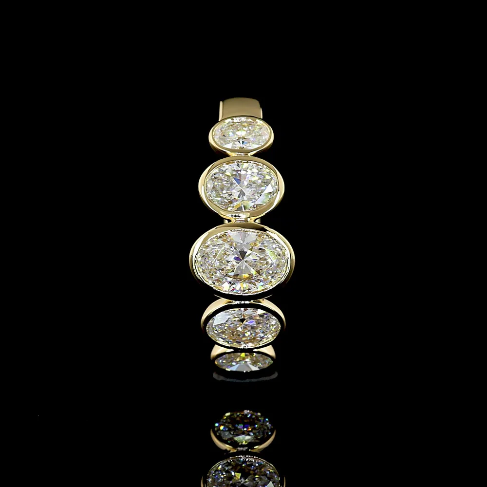 14K Yellow Gold Five-Stone Eternity Band with North-South Bezel Set Oval Lab Grown Diamonds - 1.37 Carats Total Diamond Weight - Covaloro Fine Jewelry - Image 4