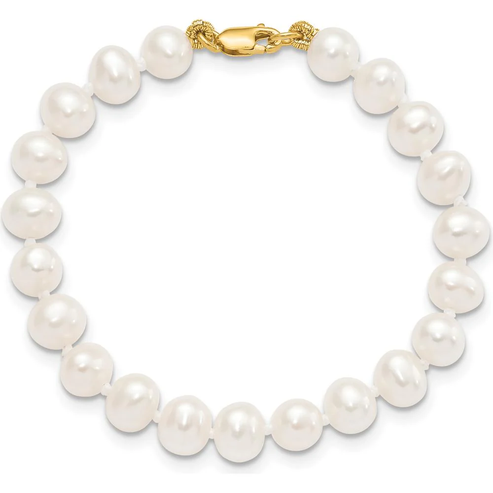 14K Yellow Gold Freshwater Cultured Pearl Set - Necklace, Bracelet & Earrings by Oro Pregiato - Image 8