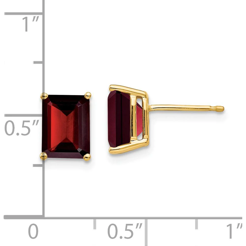 14K Yellow Gold Garnet Stud Earrings with Emerald Cut Stones - 1.95 Carat Total Gem Weight by Monteluci Fine Jewelry - Image 4