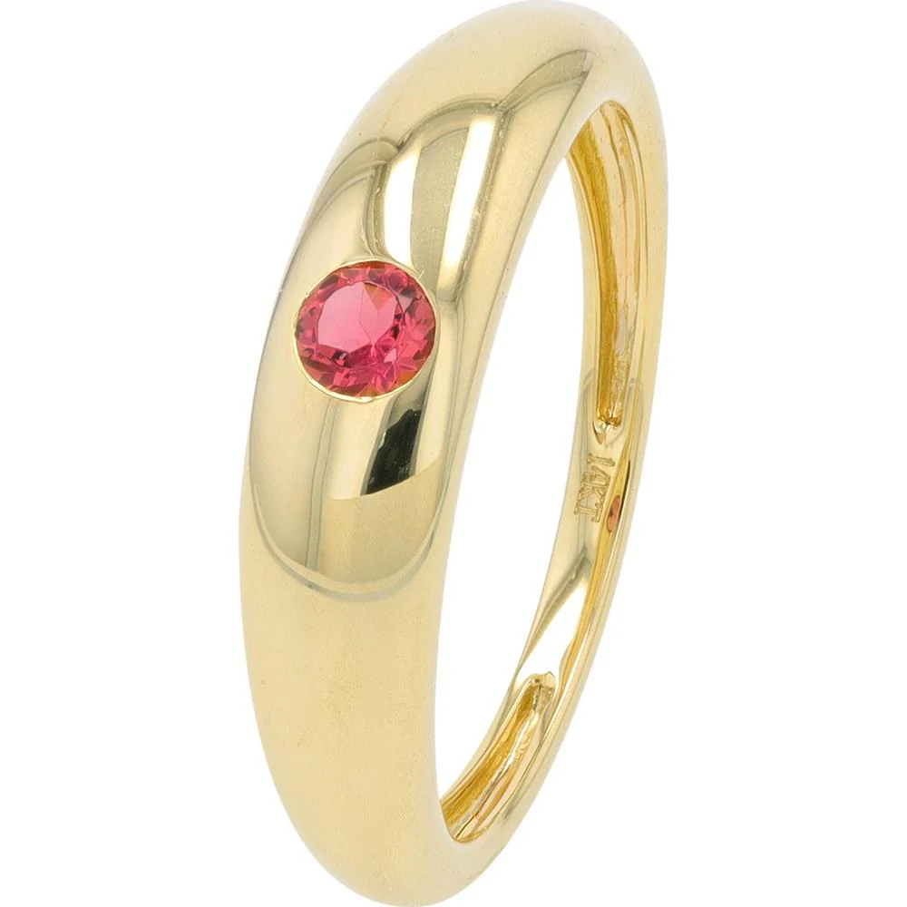 14K Yellow Gold Gemstone Bezel Ring with 0.20 Carat Pink Tourmaline