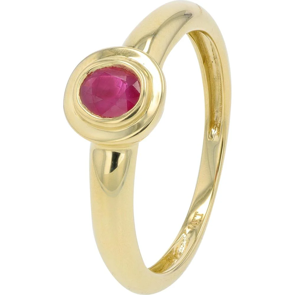 14K Yellow Gold Gemstone Ring with Radiant Ruby - 0.40 Carat Total Ruby Weight