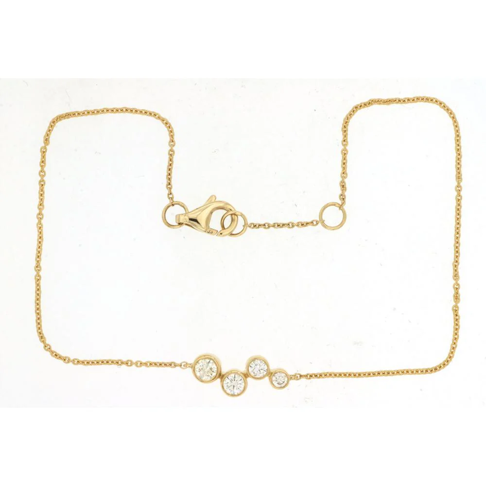 14K Yellow Gold Graduated Diamond Station Bracelet with Bezel Set Round Diamonds - 0.23 Carat Total Diamond Weight - Royal Jewelry