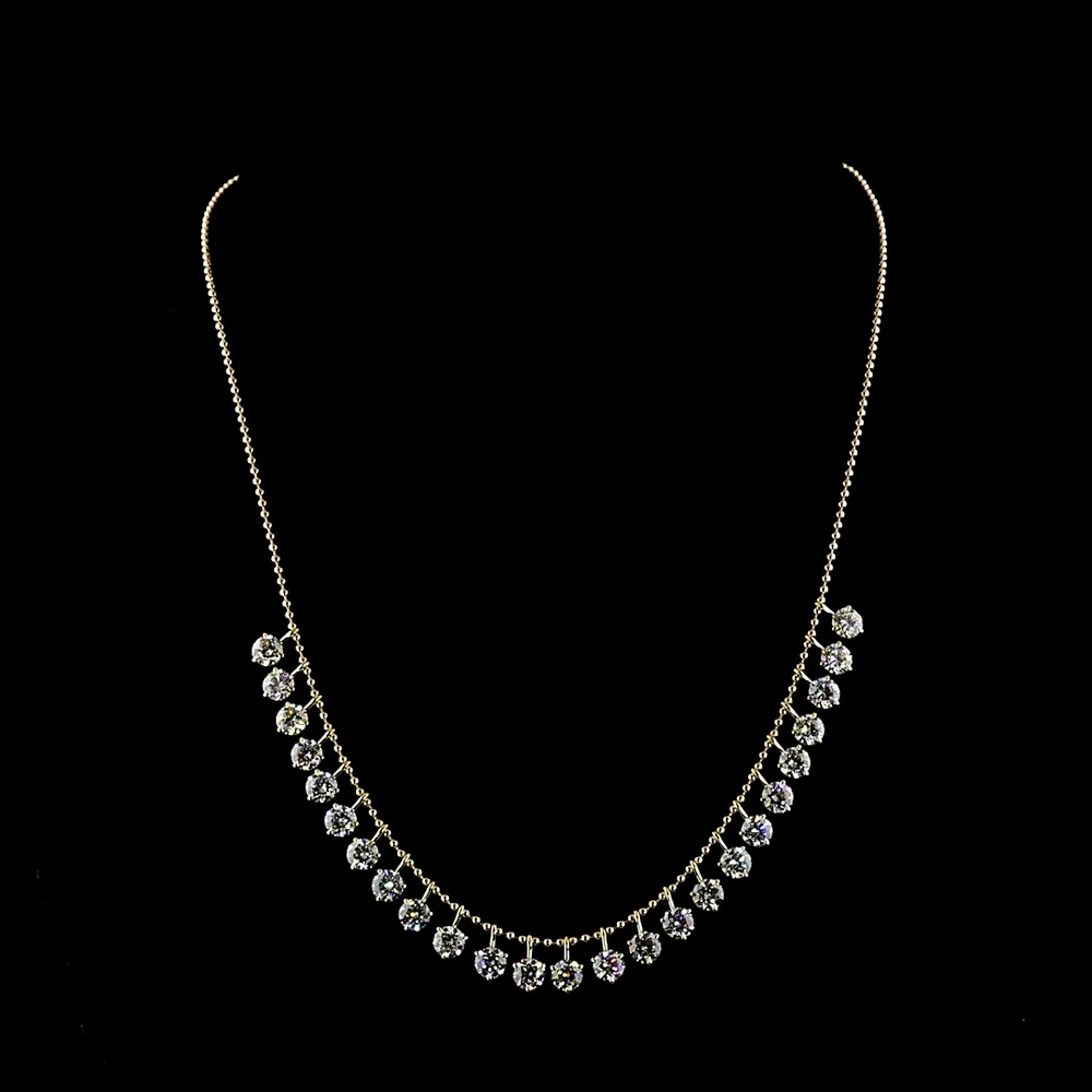 14K Yellow Gold Graduated Round Lab Diamond Special Necklace with Prong Set E-F VS1 Diamonds - 10.03 Total Carat Weight - Covaloro Fine Jewelry