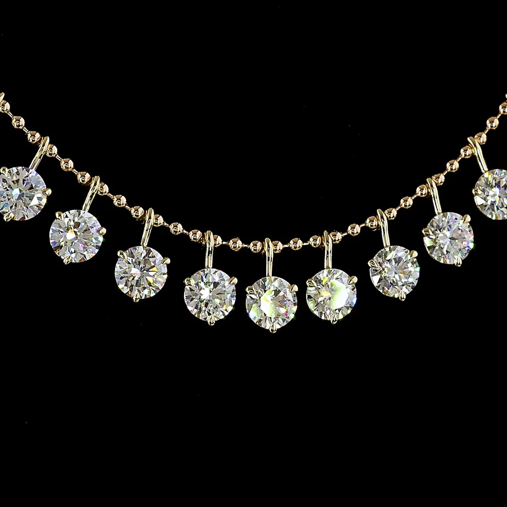14K Yellow Gold Graduated Round Lab Diamond Special Necklace with Prong Set E-F VS1 Diamonds - 10.03 Total Carat Weight - Covaloro Fine Jewelry - Image 2