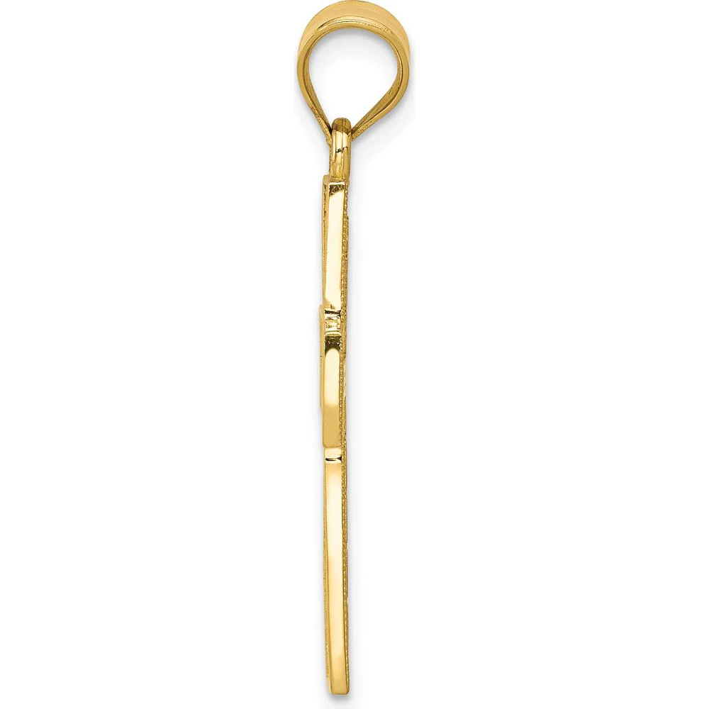 14K Yellow Gold Greek Key Filigree Cross Pendant - 33mm Length, 18mm Width by Oro Pregiato - Image 2