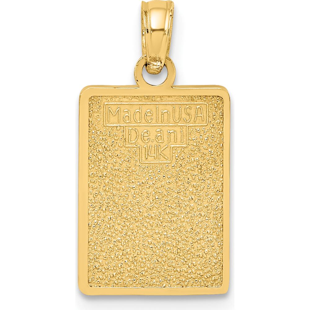 14K Yellow Gold Green Enamel MILE 0 Key West Charm with Textured Back - 19.25mm Length by Oro Pregiato - Image 3