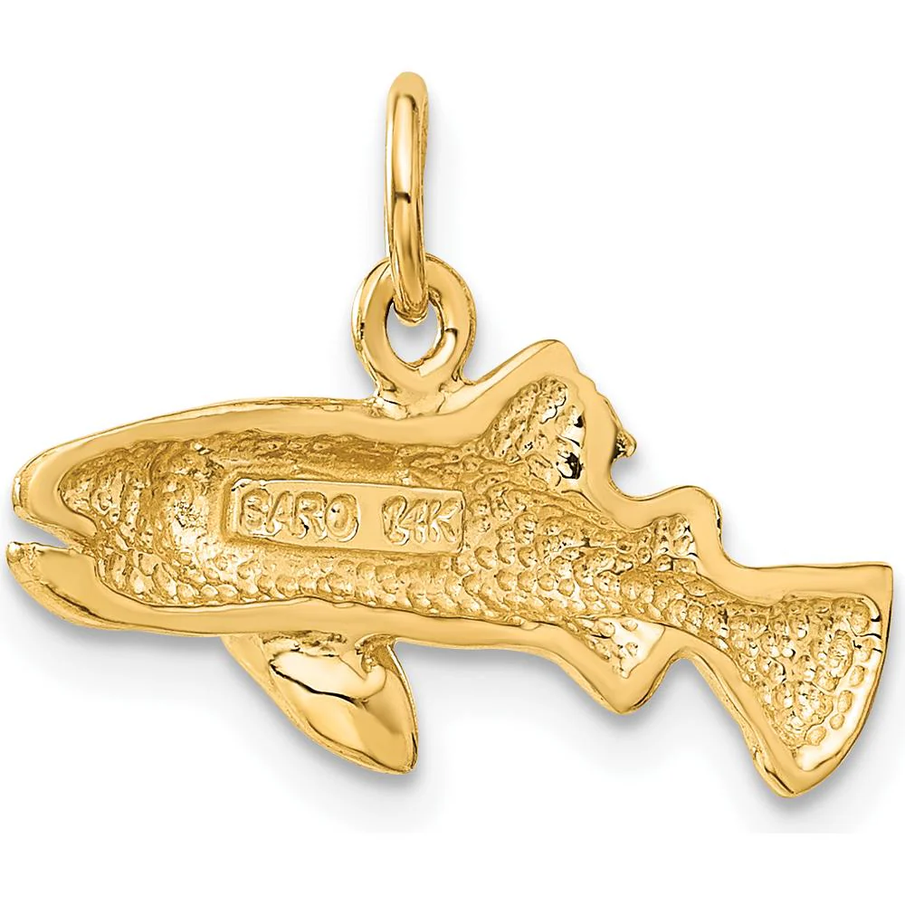 14K Yellow Gold Grouper Fish Pendant Charm - 13mm Length by Oro Pregiato - Image 3