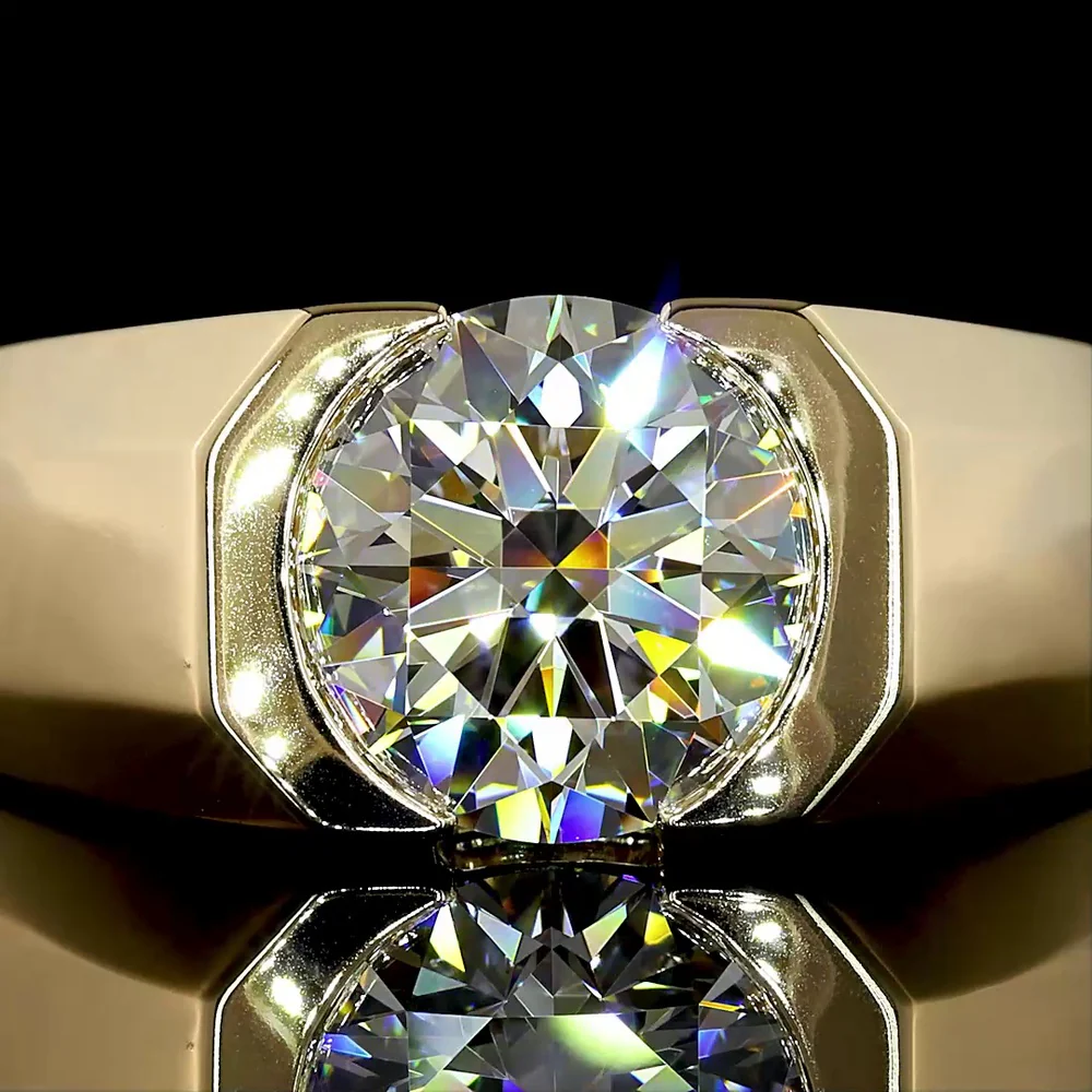 14K Yellow Gold Half-Bezel Round Lab Diamond Solitaire Ring - 2.56 Carat E-F VVS1 - Covaloro Fine Jewelry - Image 2