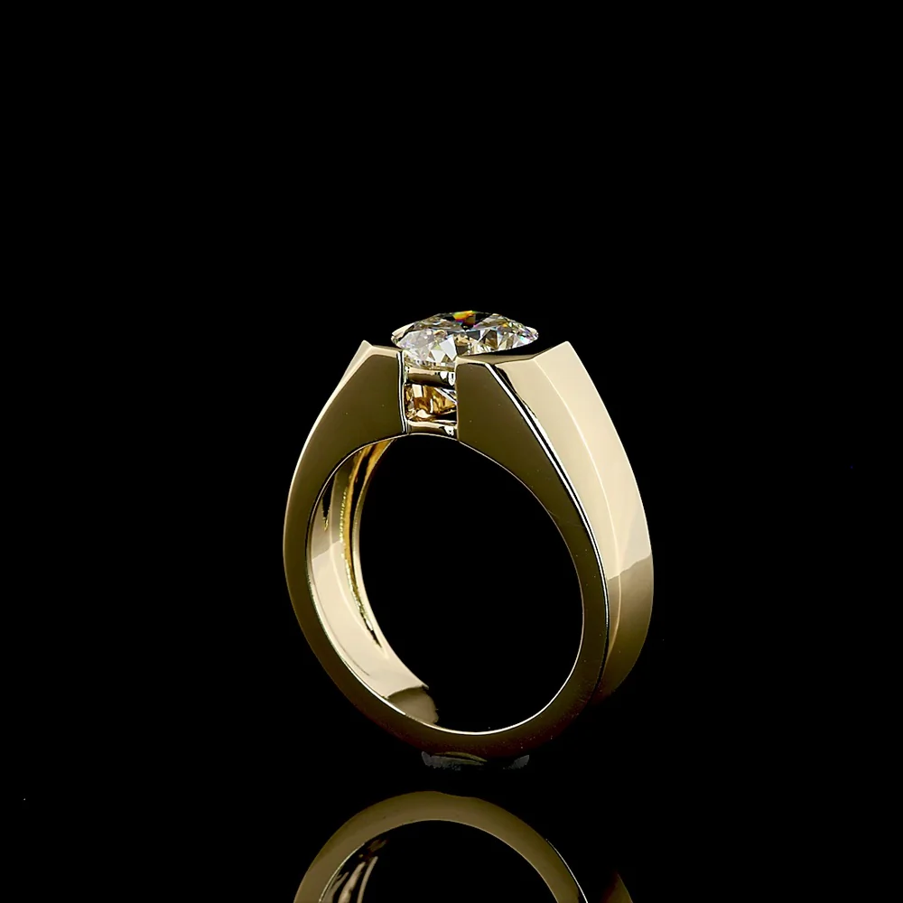 14K Yellow Gold Half-Bezel Round Lab Diamond Solitaire Ring - 2.56 Carat E-F VVS1 - Covaloro Fine Jewelry - Image 3