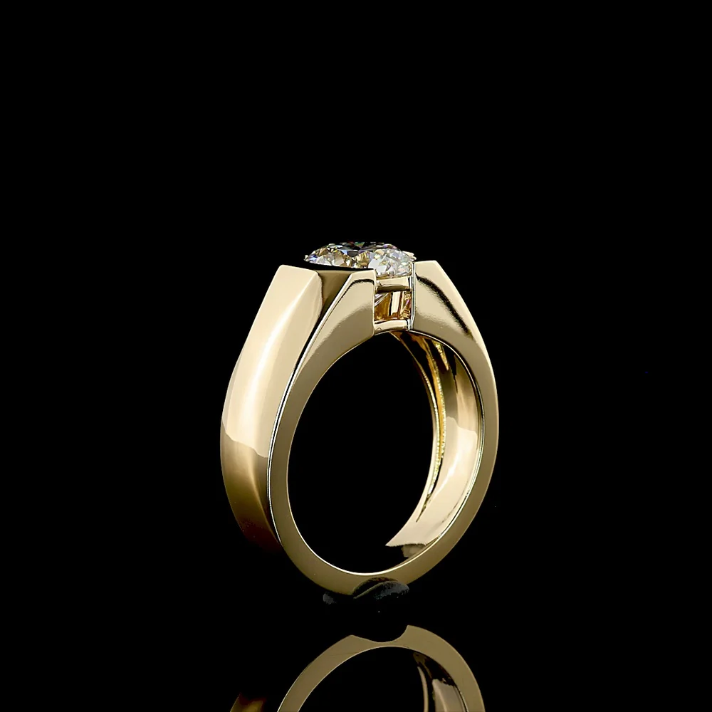 14K Yellow Gold Half-Bezel Round Lab Diamond Solitaire Ring - 2.56 Carat E-F VVS1 - Covaloro Fine Jewelry - Image 4