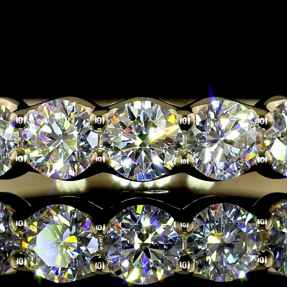 14K Yellow Gold Half Eternity Band with 11 Prong-Set Round Brilliant Cut Lab Diamonds - 1.00 Carat Total Diamond Weight - Covaloro Fine Jewelry - Image 2