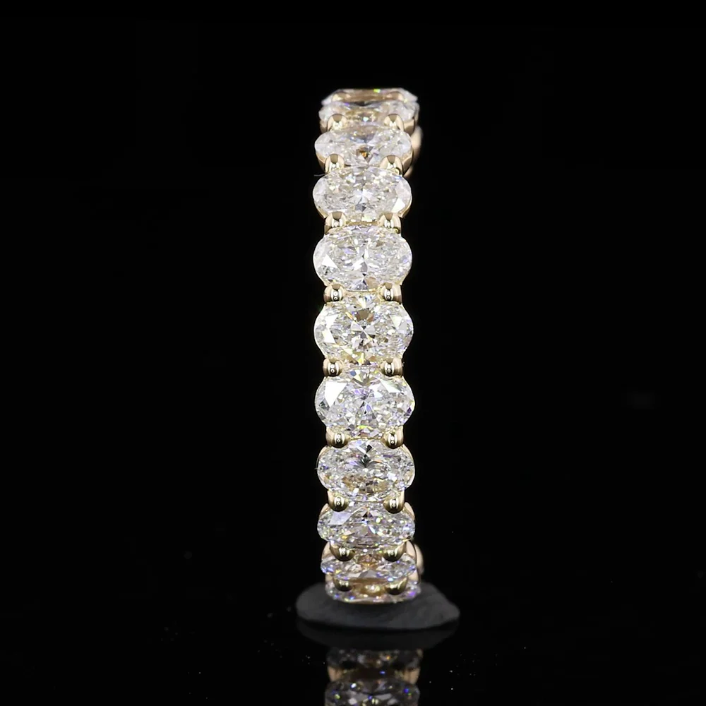 14K Yellow Gold Half Eternity Band with 15 Oval Cut Lab Diamonds, D VVS2 - 1.53 Carat Total Weight - Covaloro Fine Jewelry - Image 2