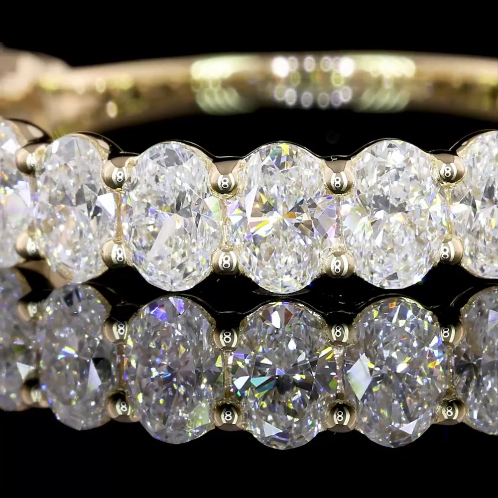 14K Yellow Gold Half Eternity Band with 15 Oval Cut Lab Diamonds, D VVS2 - 1.53 Carat Total Weight - Covaloro Fine Jewelry - Image 3