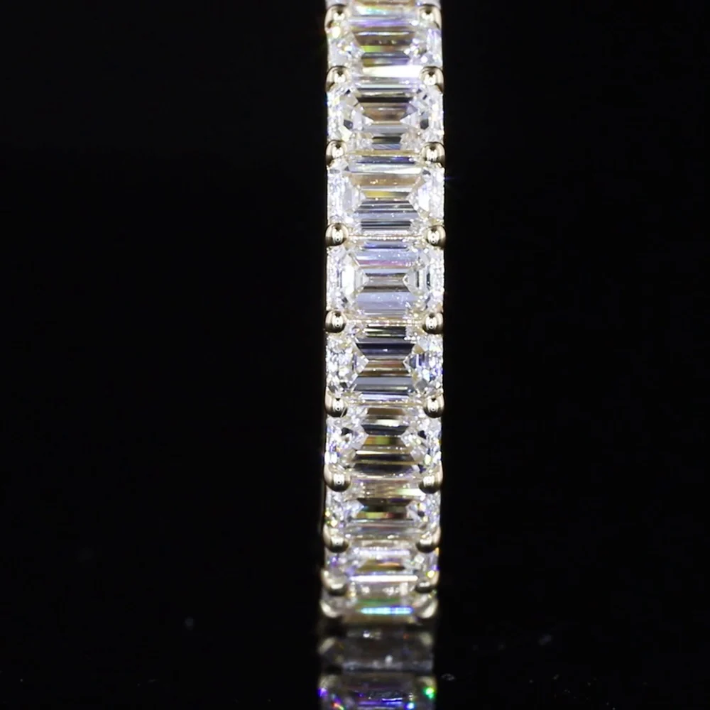 14K Yellow Gold Half Eternity Band with 17 Emerald Cut Lab Diamonds - 1.87 Carats Total Diamond Weight, E-F Color, VS1 Clarity - Covaloro Fine Jewelry - Image 2