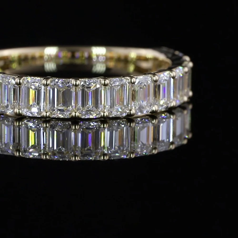 14K Yellow Gold Half Eternity Band with 17 Emerald Cut Lab Diamonds - 1.87 Carats Total Diamond Weight, E-F Color, VS1 Clarity - Covaloro Fine Jewelry - Image 3