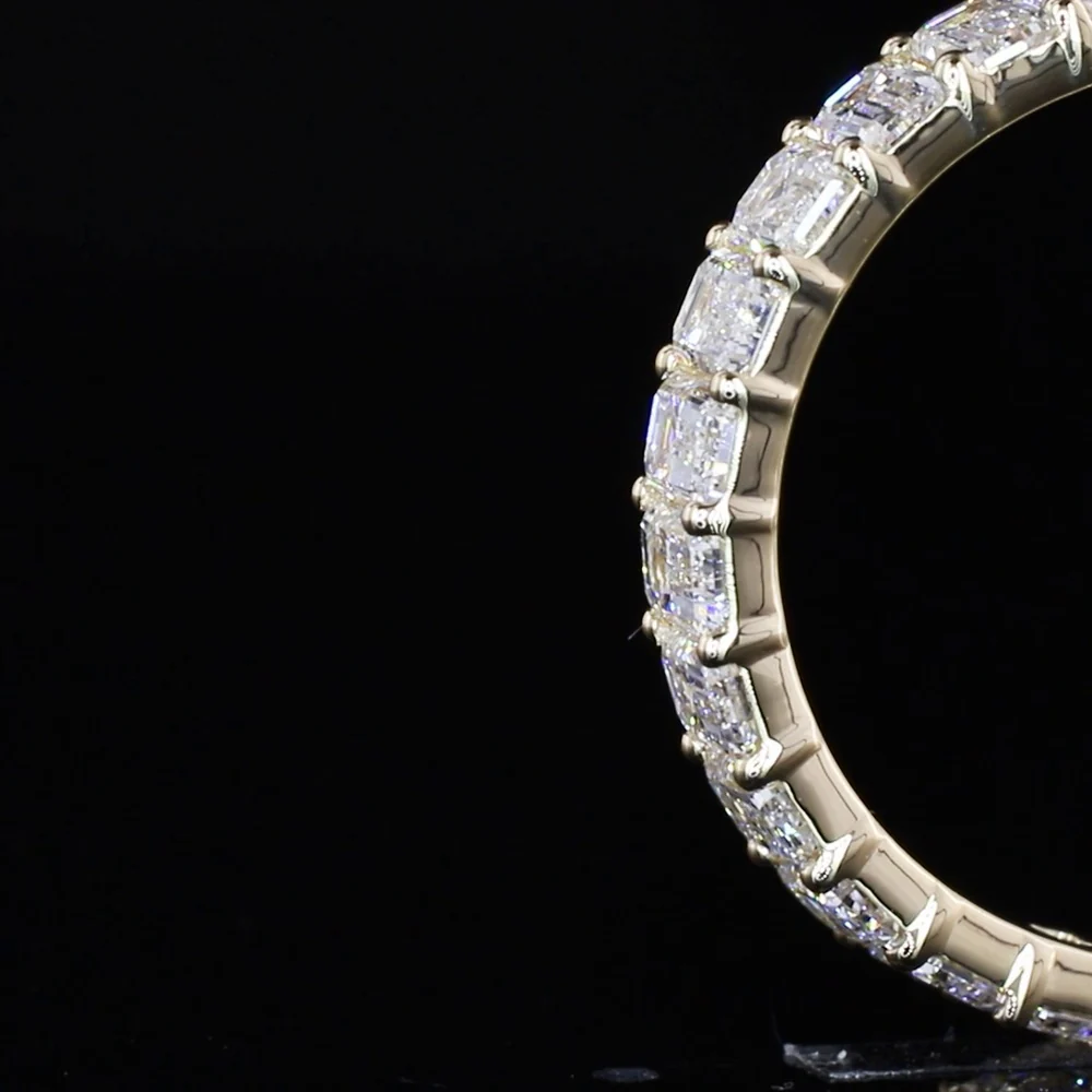 14K Yellow Gold Half Eternity Band with 17 Emerald Cut Lab Diamonds - 1.87 Carats Total Diamond Weight, E-F Color, VS1 Clarity - Covaloro Fine Jewelry - Image 4