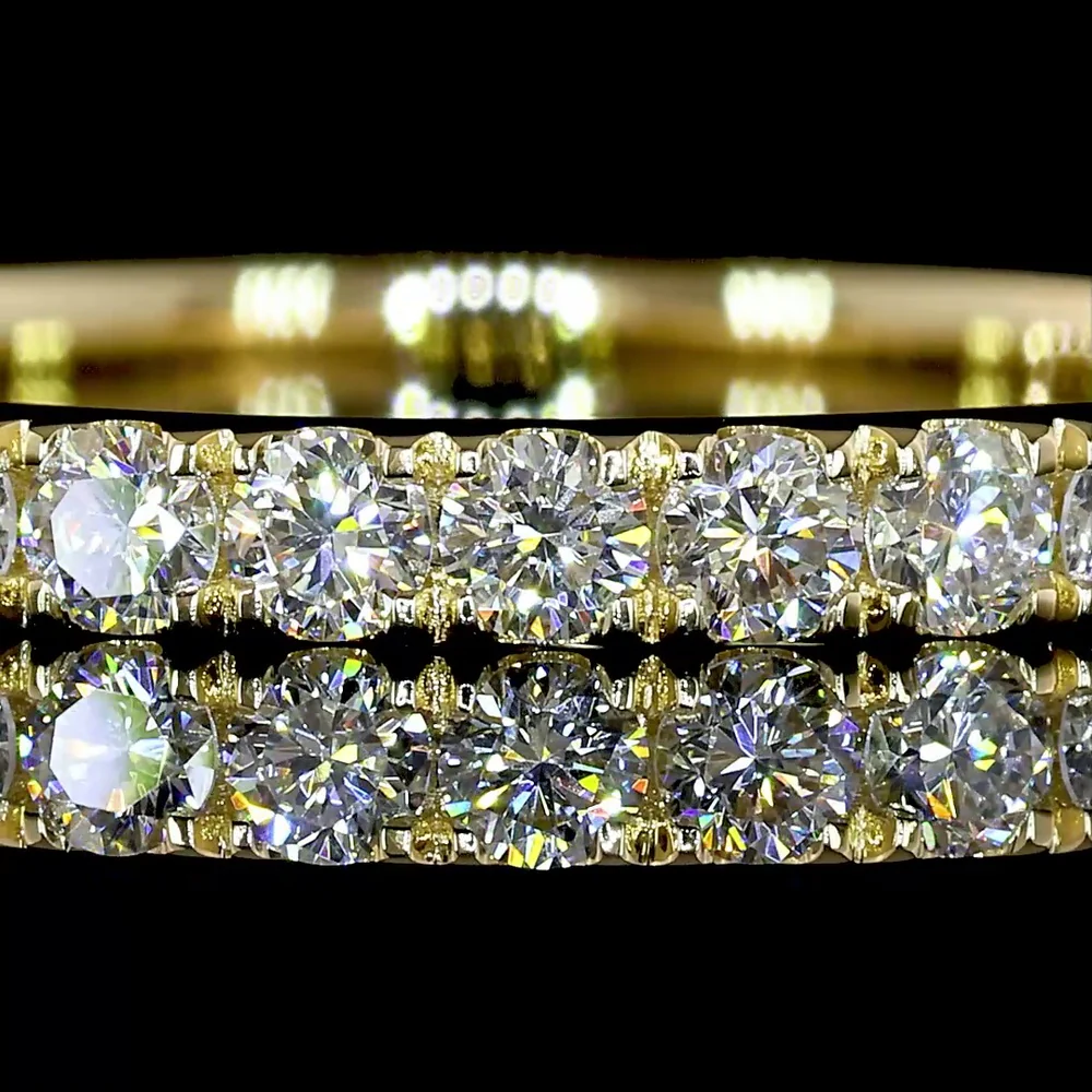 14K Yellow Gold Half Eternity Band with 17 Pave Set Round Lab Diamonds - 0.54 Carat Total Weight, E-F Color VS2 Clarity - Covaloro Fine Jewelry - Image 2
