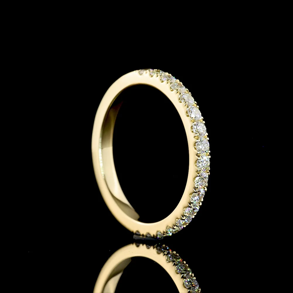 14K Yellow Gold Half Eternity Band with 17 Pave Set Round Lab Diamonds - 0.54 Carat Total Weight, E-F Color VS2 Clarity - Covaloro Fine Jewelry - Image 3