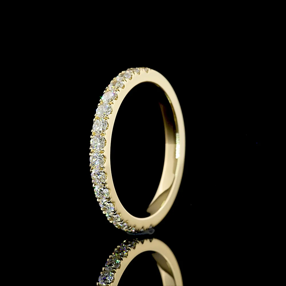 14K Yellow Gold Half Eternity Band with 17 Pave Set Round Lab Diamonds - 0.54 Carat Total Weight, E-F Color VS2 Clarity - Covaloro Fine Jewelry - Image 4