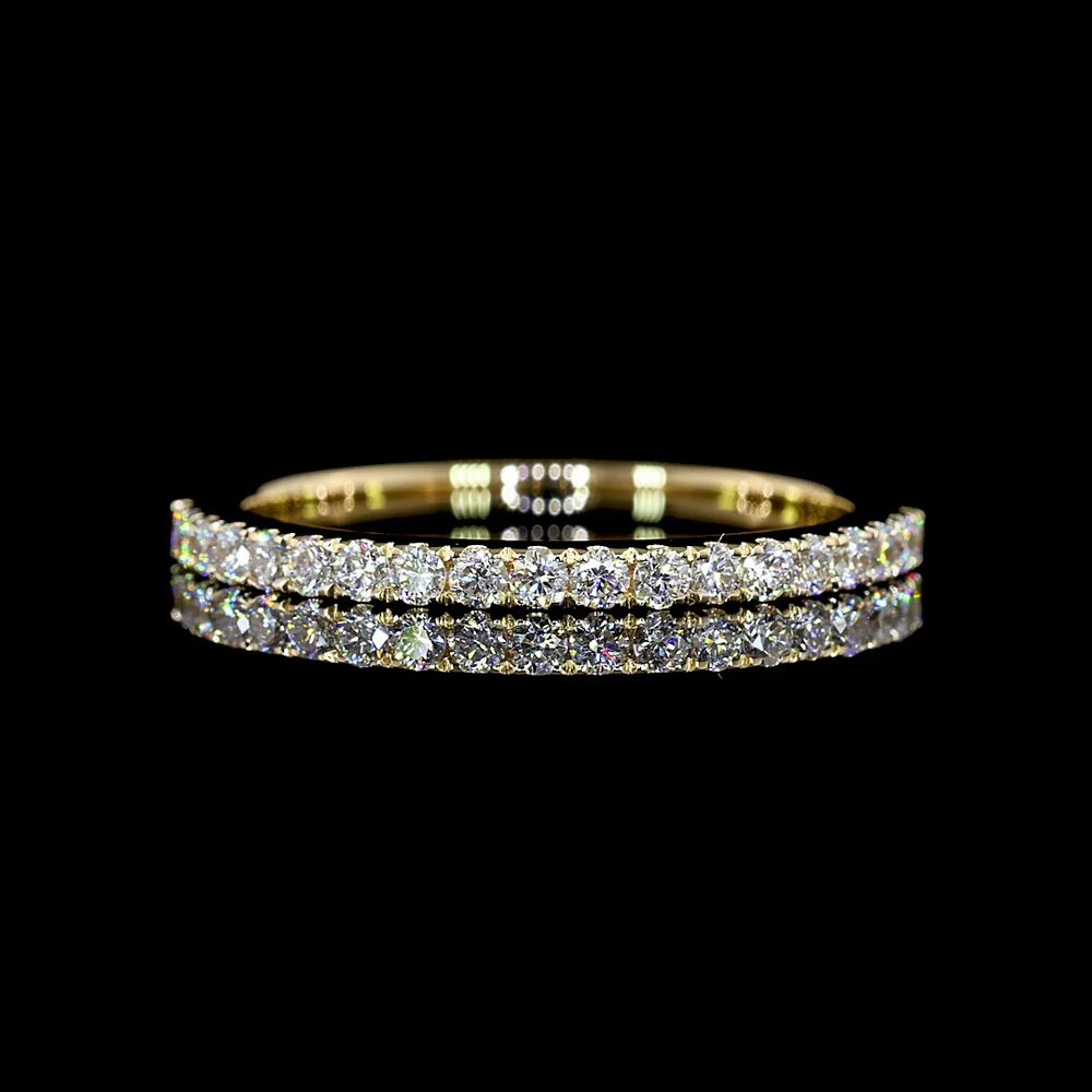 14K Yellow Gold Half Eternity Band with 19 Round Brilliant Cut Lab Diamonds - 0.31 Total Carat Weight, E-F Color VS Clarity - Covaloro Fine Jewelry