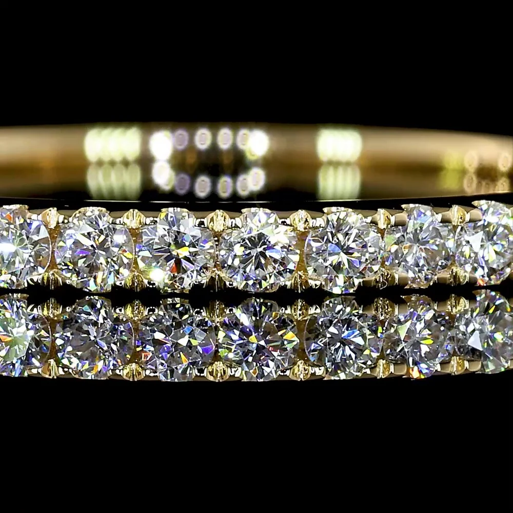14K Yellow Gold Half Eternity Band with 19 Round Brilliant Cut Lab Diamonds - 0.31 Total Carat Weight, E-F Color VS Clarity - Covaloro Fine Jewelry - Image 2