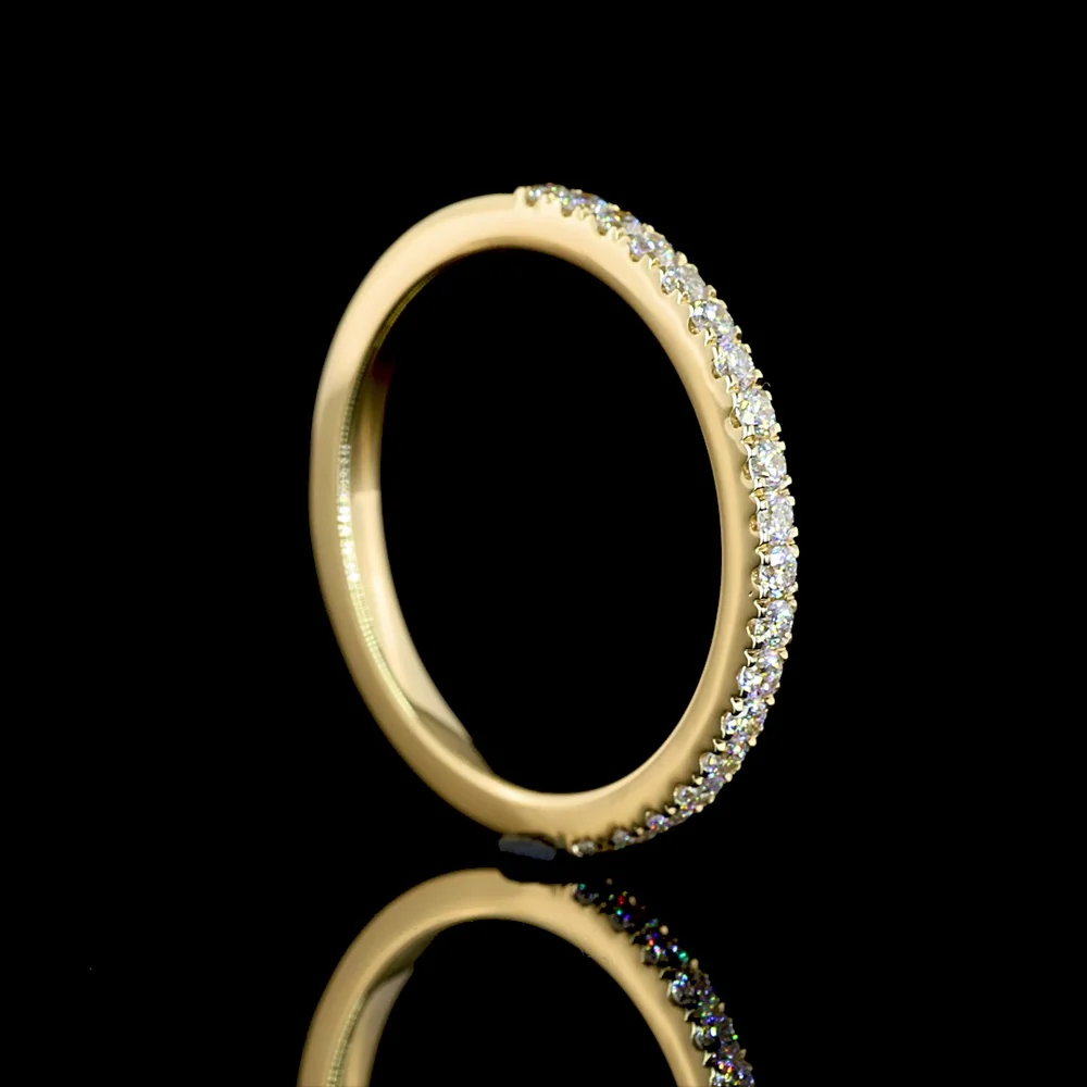 14K Yellow Gold Half Eternity Band with 19 Round Brilliant Cut Lab Diamonds - 0.31 Total Carat Weight, E-F Color VS Clarity - Covaloro Fine Jewelry - Image 3