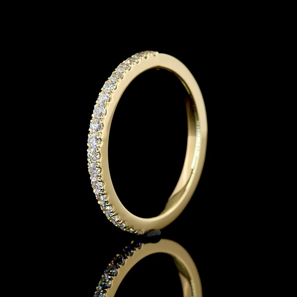 14K Yellow Gold Half Eternity Band with 19 Round Brilliant Cut Lab Diamonds - 0.31 Total Carat Weight, E-F Color VS Clarity - Covaloro Fine Jewelry - Image 4