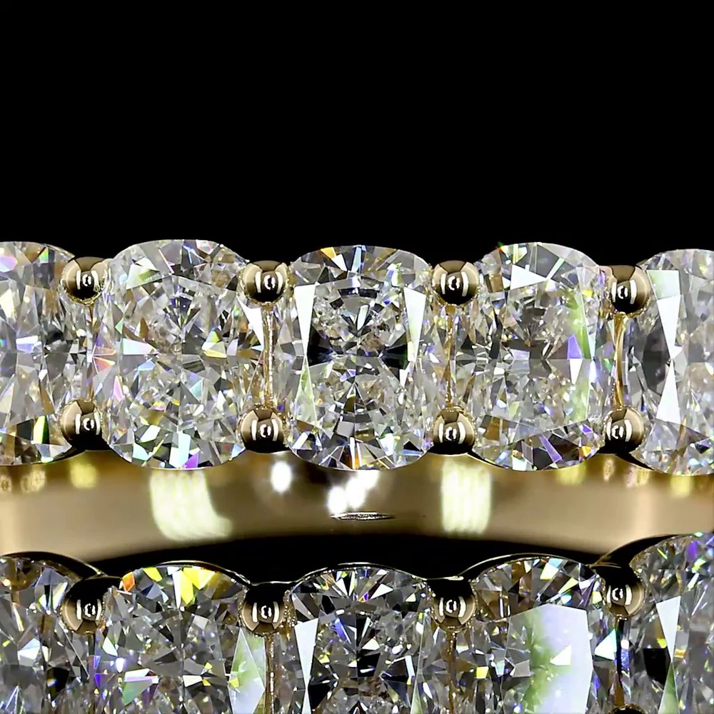 14K Yellow Gold Half Eternity Band with 2.07 Carat Cushion Brilliant Cut Lab Diamonds - 10 Stones E-F VS Clarity - Covaloro Fine Jewelry - Image 2