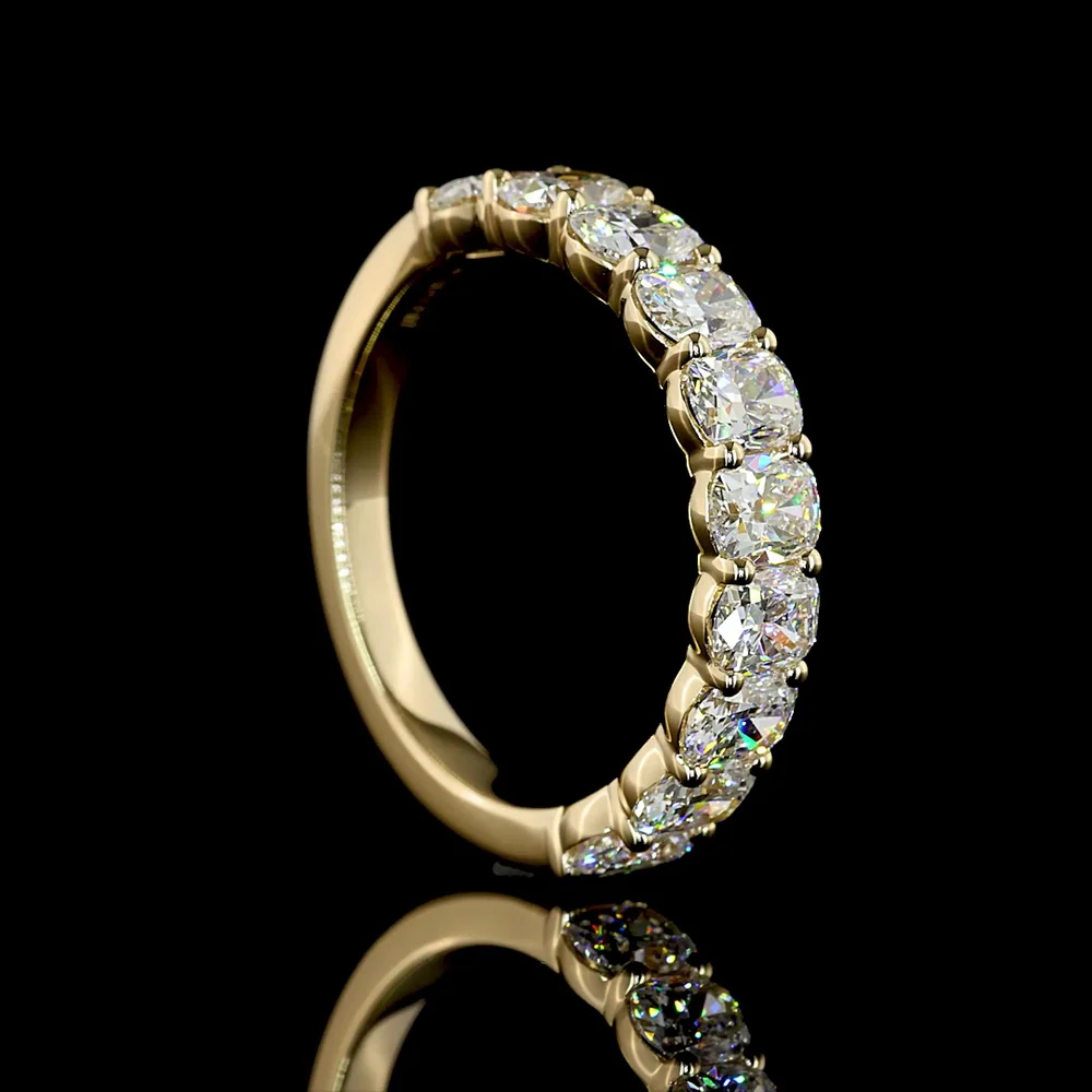 14K Yellow Gold Half Eternity Band with 2.07 Carat Cushion Brilliant Cut Lab Diamonds - 10 Stones E-F VS Clarity - Covaloro Fine Jewelry - Image 3