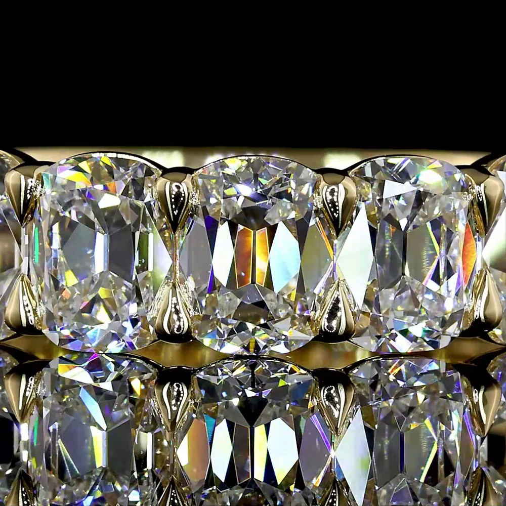 14K Yellow Gold Half Eternity Band with 9 Antique Cushion Cut Lab Diamonds - 3.36 Carats Total Diamond Weight - Covaloro Fine Jewelry - Image 2