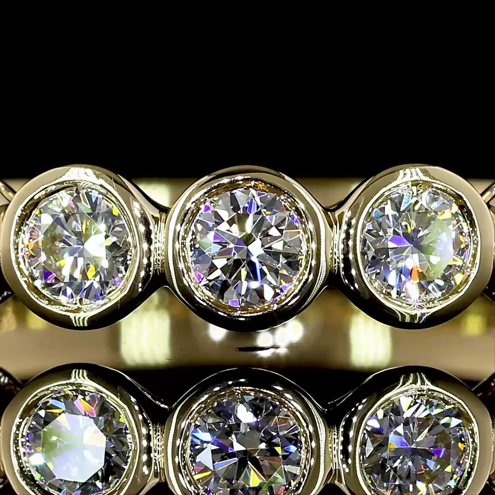 14K Yellow Gold Half Eternity Band with 9 Bezel Set Round Lab Diamonds - E-F VS - 0.65 Carats Total Diamond Weight - Covaloro Fine Jewelry - Image 2