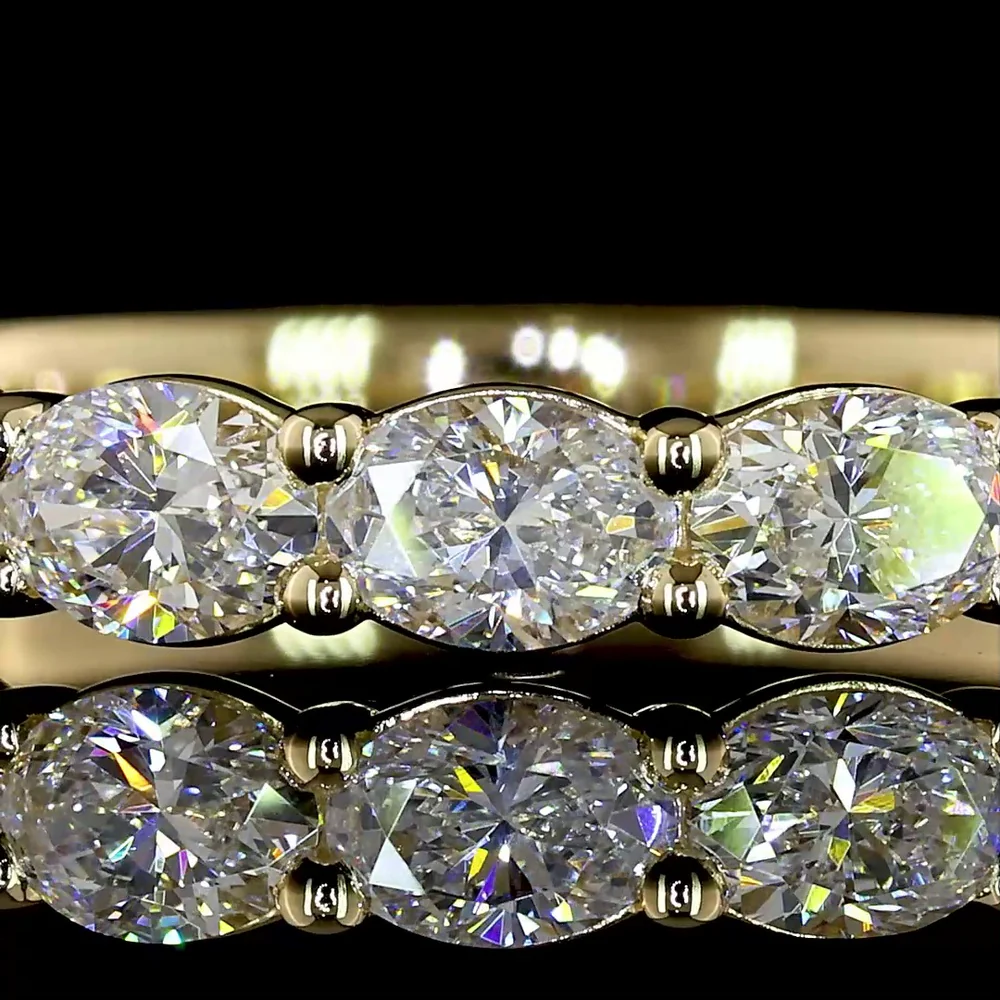 14K Yellow Gold Half Eternity Band with 9 East-West Set Oval Lab Diamonds - 1.02 Carats Total Diamond Weight - Covaloro Fine Jewelry - Image 2