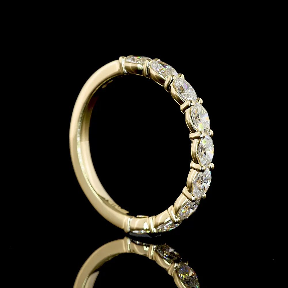 14K Yellow Gold Half Eternity Band with 9 East-West Set Oval Lab Diamonds - 1.02 Carats Total Diamond Weight - Covaloro Fine Jewelry - Image 3
