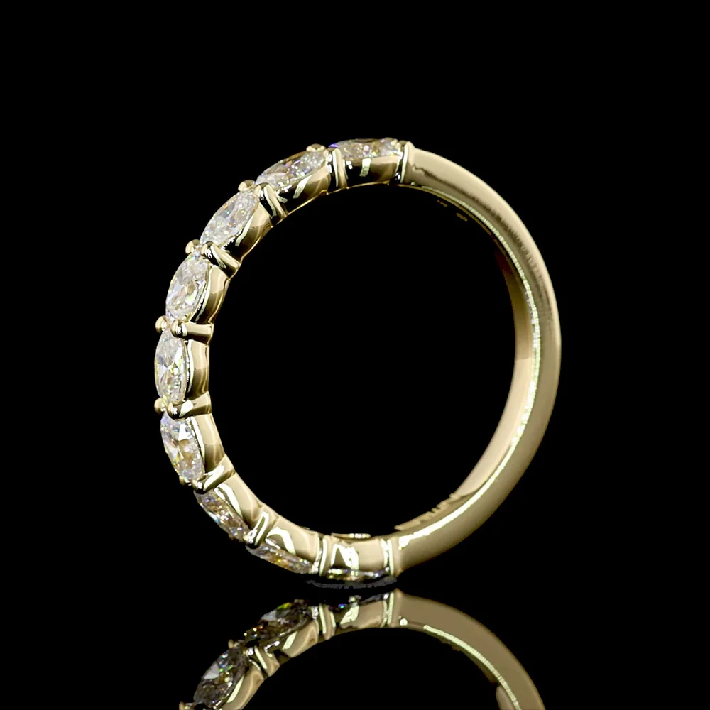 14K Yellow Gold Half Eternity Band with 9 East-West Set Oval Lab Diamonds - 1.02 Carats Total Diamond Weight - Covaloro Fine Jewelry - Image 4