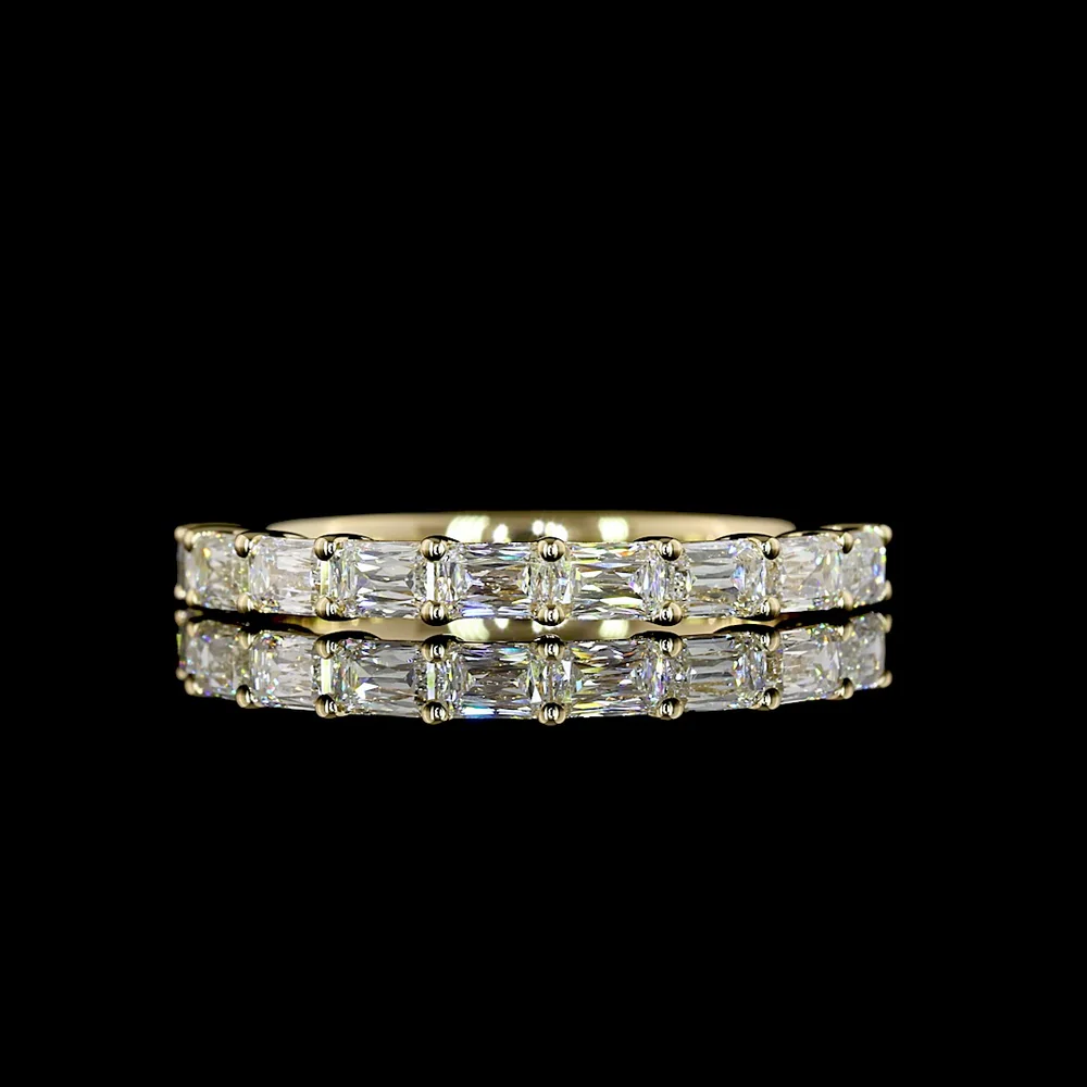 14K Yellow Gold Half Eternity Band with 9 East-West Set Radiant Cut Lab Diamonds - 0.89 Carat Total Weight - Covaloro Fine Jewelry