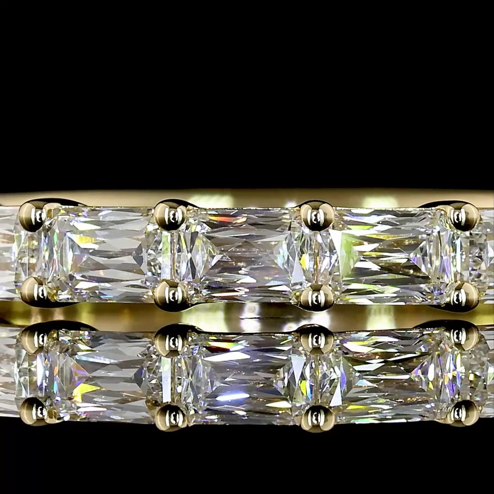 14K Yellow Gold Half Eternity Band with 9 East-West Set Radiant Cut Lab Diamonds - 0.89 Carat Total Weight - Covaloro Fine Jewelry - Image 2