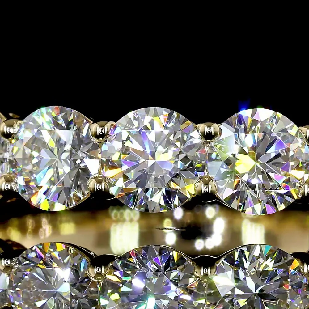 14K Yellow Gold Half Eternity Band with 9 Round Brilliant Cut Lab-Grown Diamonds - 1.69 Carat Total Diamond Weight - Covaloro Fine Jewelry - Image 2