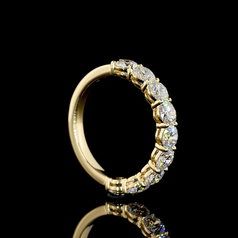 14K Yellow Gold Half Eternity Band with 9 Round Brilliant Cut Lab-Grown Diamonds - 1.69 Carat Total Diamond Weight - Covaloro Fine Jewelry - Image 3
